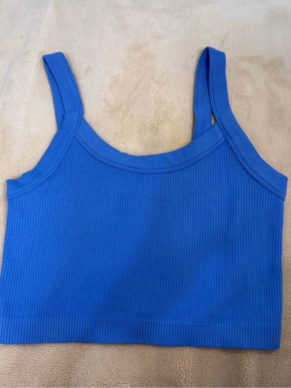 Ribbed Crop Tank Top in Bright Blue